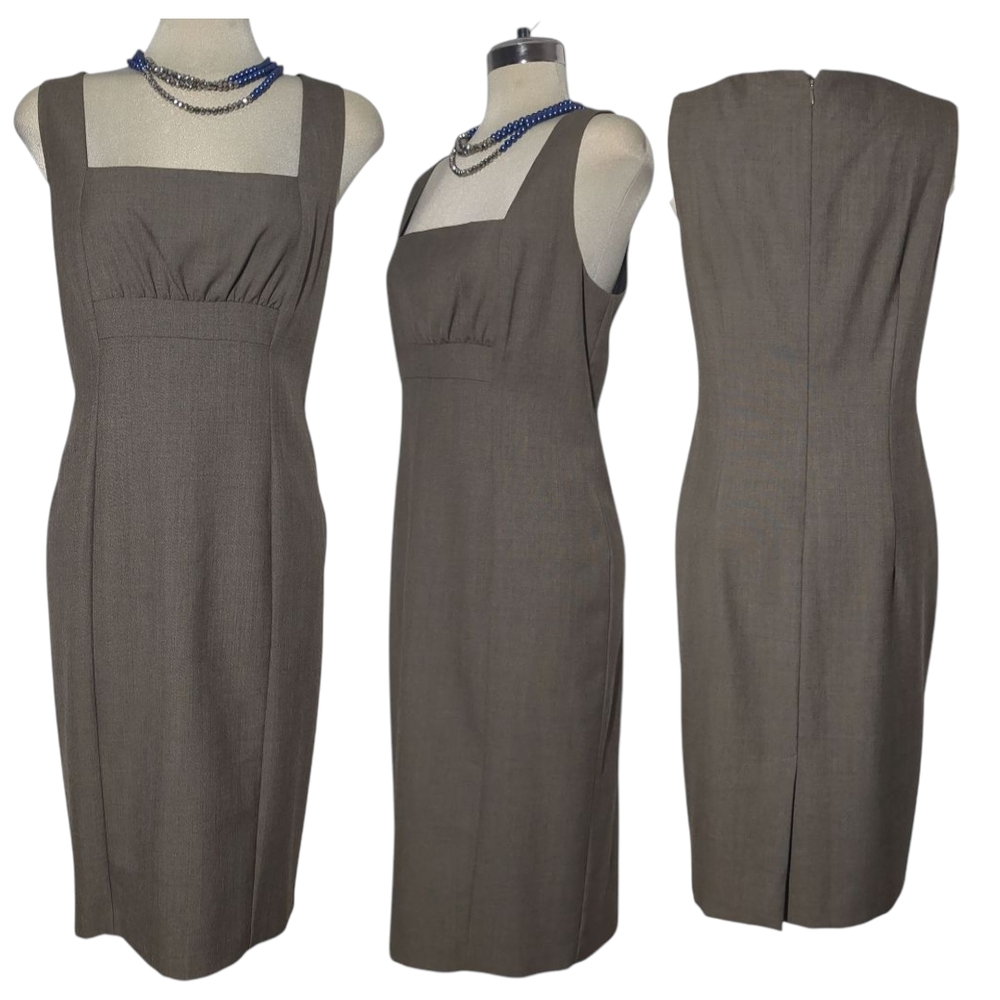 Tristan & Iseut Brown Ruched Sheath Midi Dress Size 12